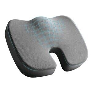 Skechers Memory Foam Seat Cushion Office Chair Cushion for Tailbone Pain Gray